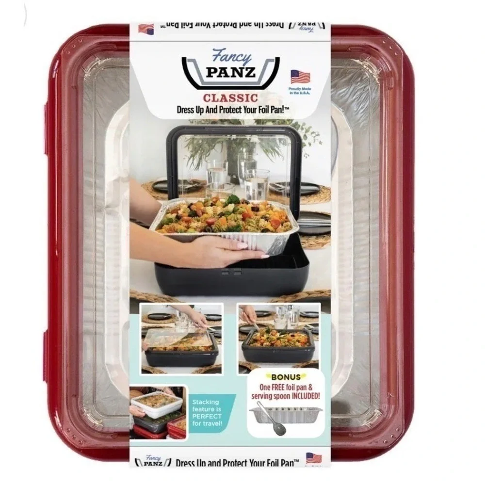 Fancy Panz Classic Red Foil Pan Carrier/Charcuterie & Veggie Trayz Combo *NEW*